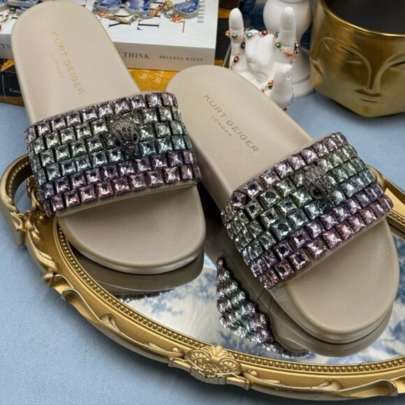 🆕 KURT GEIGER LONDON 🧿 NWOB Meena Eagle Jewel Sandal, Pastel Rainbow - Sz US 6 - Picture 8 of 16